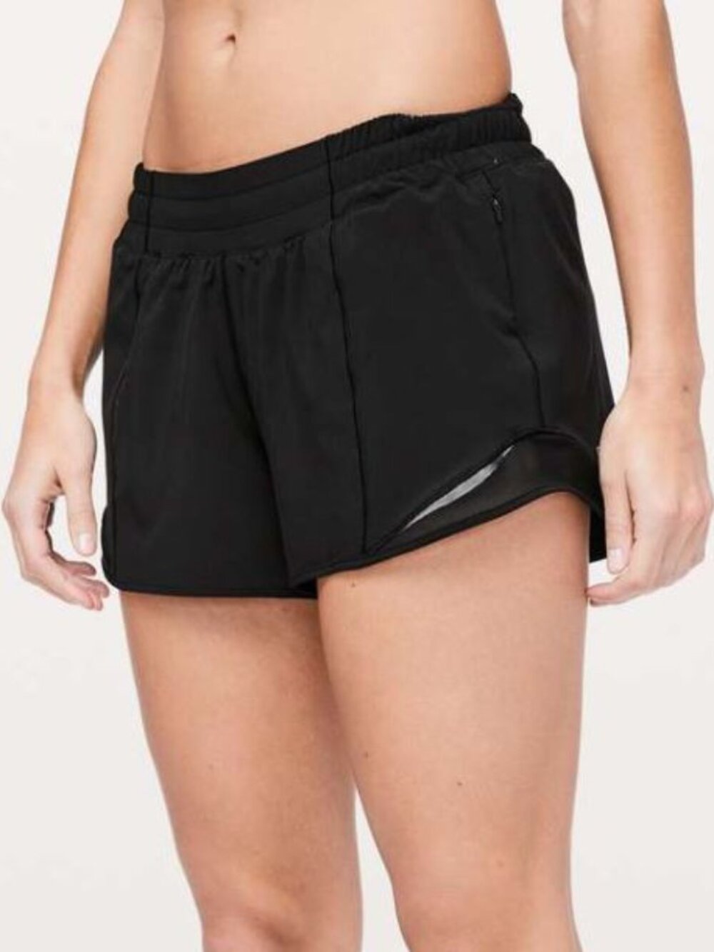 Lululemon Hot Ty Hot Short II 4" Black Mesh Vent Running Shorts Size 8 Tall